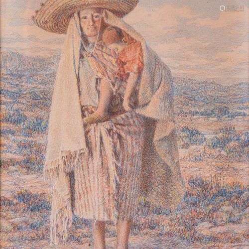 Louis-Auguste GIRARDOT (1856-1933) Femme et enfant Aquarelle...