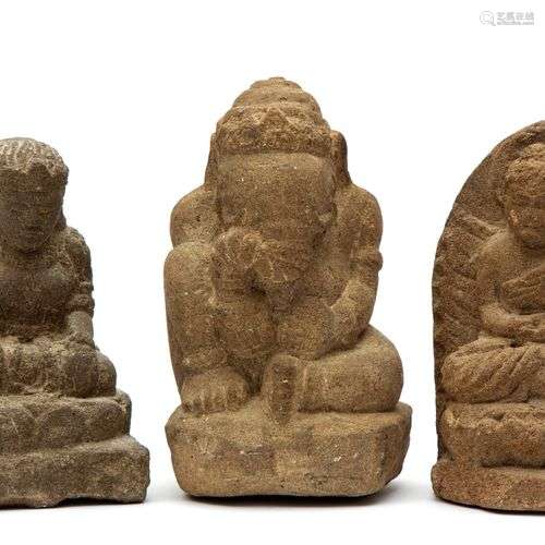 Three stone Majapahit sculptures