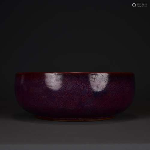 宋 钧瓷玫瑰紫蚯蚓走泥纹钵式碗