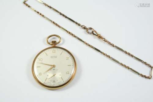 A 9CT GOLD OPEN FACED POCKET WATCH BY VERTEX the signed whit...