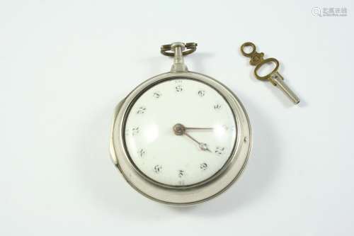 A SILVER PAIR CASED VERGE POCKET WATCH with unusual named wh...