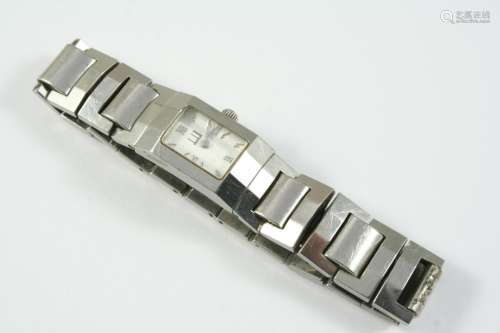 A LADY'S STAINLESS STEEL WRISTWATCH BY DUNHILL the signed wh...