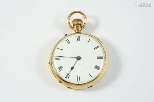 AN 18CT GOLD OPEN FACED POCKET WATCH the white enamel dial w...