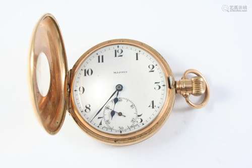 A 9CT GOLD HALF HUNTING CASED POCKET WATCH BY MAPPIN the sig...