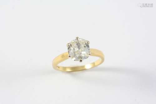 A DIAMOND SOLITAIRE RING the cushion-shaped old-cut diamond ...