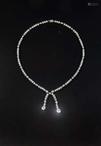 A DIAMOND DROP NECKLACE the necklace set with sections of fo...