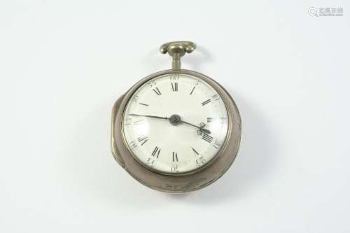 A SMALL SILVER PAIR CASED VERGE POCKET WATCH the white ename...