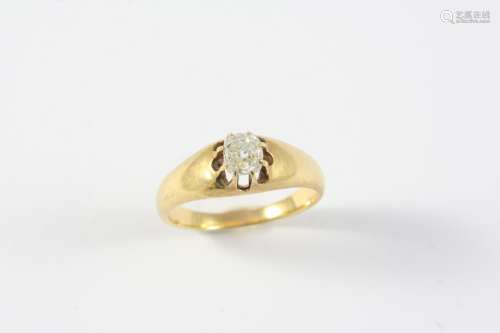 A DIAMOND SOLITAIRE RING mounted with an old cushion-shaped ...