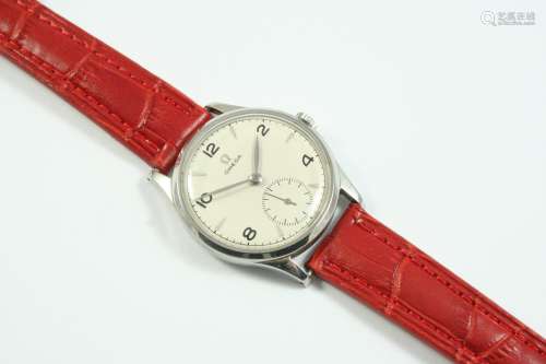 A STAINLESS STEEL WRISTWATCH BY OMEGA the signed circular di...