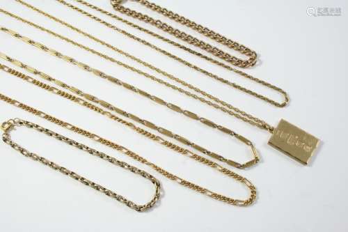 A GOLD FANCY LINK CHAIN NECKLACE 43.5cm long, together with ...