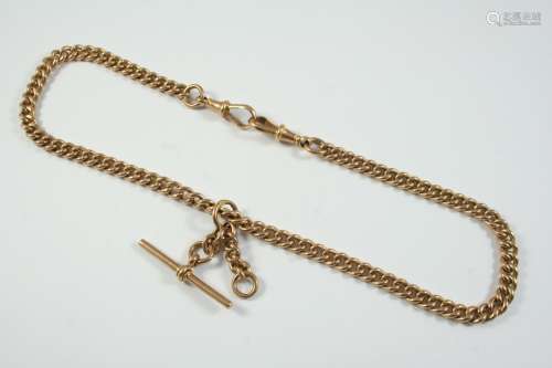 A 9CT GOLD CURB LINK WATCH CHAIN each link stamped 375, susp...