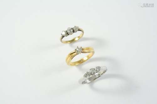 A DIAMOND SOLITAIRE RING set with a circular-cut diamond in ...