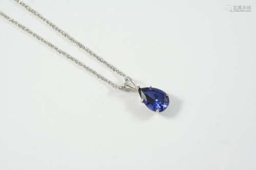 A SAPPHIRE SINGLE STONE PENDANT the pear-shaped sapphire is ...