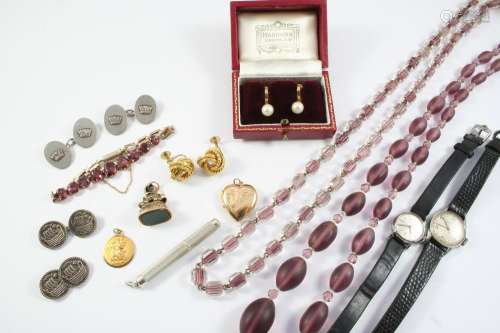 A QUANTITY OF JEWELLERY including a 9ct gold St. Christopher...