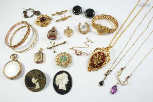 A QUANTITY OF JEWELLERY including a 9ct gold, turquoise and ...