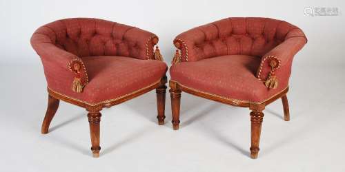 A pair of late 19th century horseshoe back conversation chai...