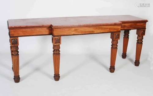 A 19th century mahogany breakfront console table, the faux m...