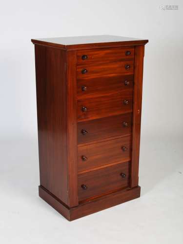 A 19th century mahogany Wellington chest, the rectangular to...