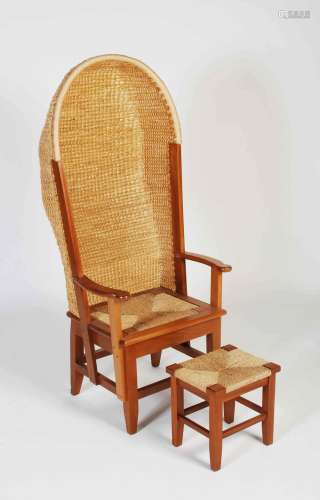 An Orkney Chair, 20th century, the woven back with canopy to...