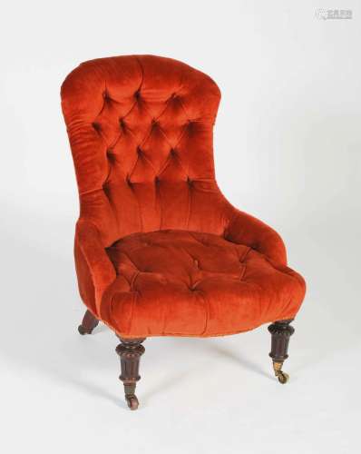 A 19th century mahogany nursing chair by Gillow, with later ...