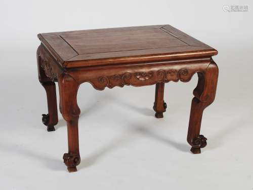 A Chinese dark wood Kang table, late 19th/ early 20th centur...