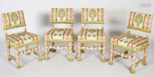 A set of four upholstered side chairs, 20th century, with fr...