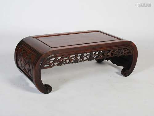 A Chinese dark wood Kang table, late Qing Dynasty, the recta...