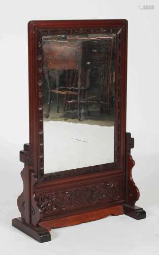 A Chinese dark wood table screen, late 19th/ early 20th cent...