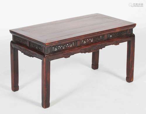 A Chinese dark wood Kang table, Qing Dynasty, the rectangula...