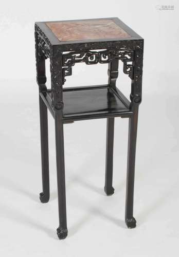 A Chinese dark wood jardiniere stand, Qing Dynasty, the squa...