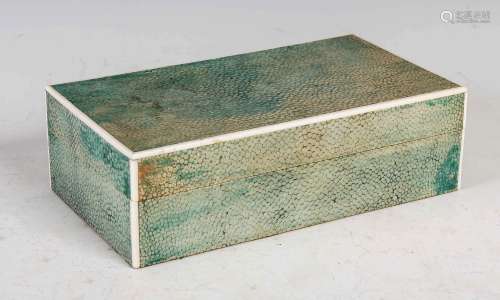An Art Deco shagreen and ivory lined cigarette box, of recta...