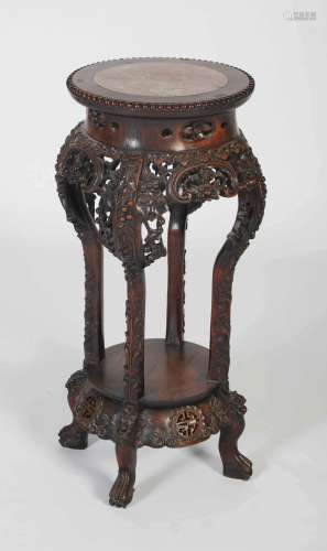 Chinese darkwood jardiniere stand, Qing Dynasty, the circula...