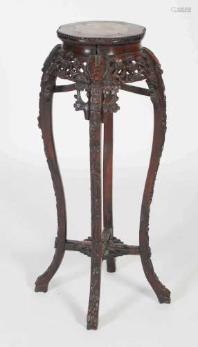 Chinese dark wood jardiniere stand, Qing Dynasty, the octago...