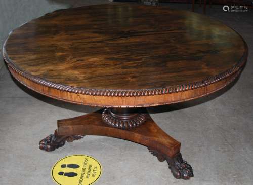 An early 19th Century rosewood snap top supper table, the ci...