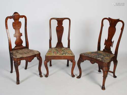 A group of three assorted 18th century and later side chairs...