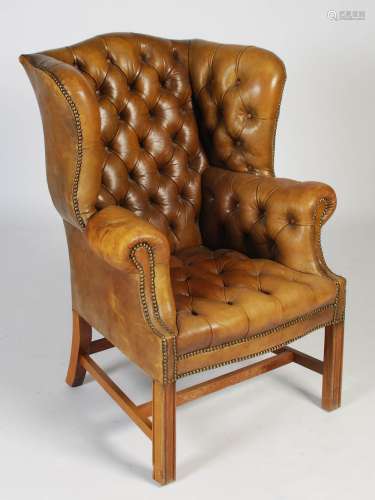 A mid/ late 20th century leather upholstered Chesterfield wi...