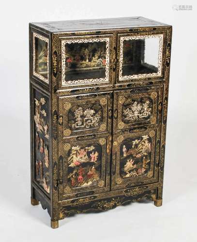 A Chinese lacquer side cabinet, late 19th/ early 20th centur...