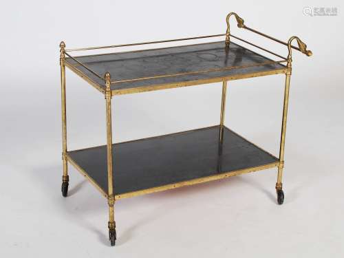 A late 19th/ early 20th century gilt metal two-tier drinks t...