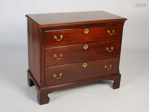 A 19th century mahogany chest, the rectangular top with moul...