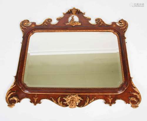 An early 20th century mahogany and parcel gilt overmantle mi...