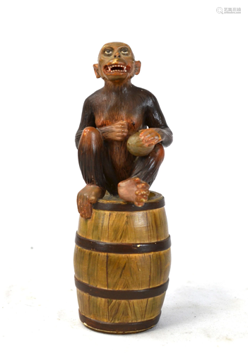 Austrian Carved Painted Wood Monkey Figure