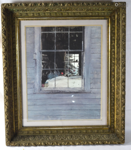 Framed Water Color Painting of Window