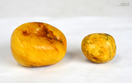 Two Natural Butterscotch Amber Beads