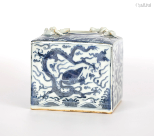 Chinese Blue & White Square Jar