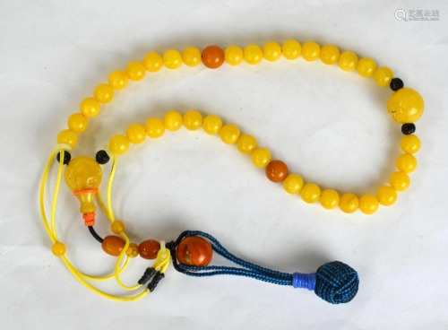 Chinese Natural Egg Yolk Amber Beads Necklace