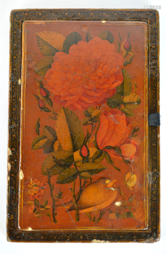 Antique Persian Lacquered Covered Mirror