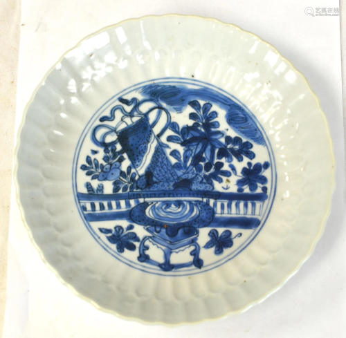 Chinese Blue & White Lobed Plate