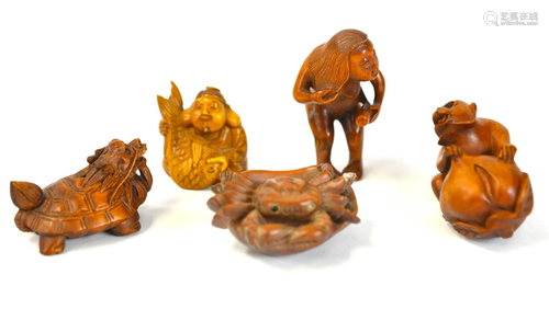 Five Pcs of Japanese Carved Netsuke