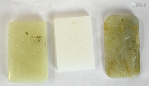 Three Chinese Carved Rectangular Jade Plaques