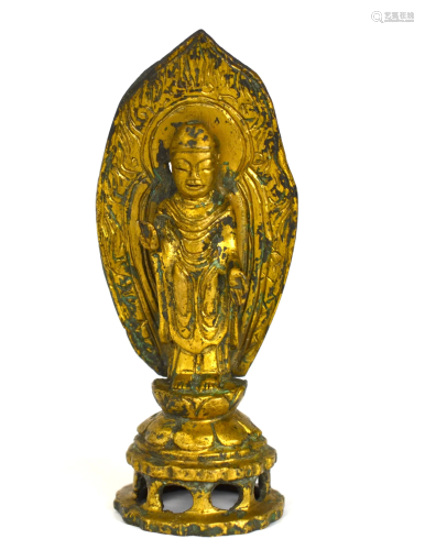 Chinese Gilt Bronze Standing Buddha Figure